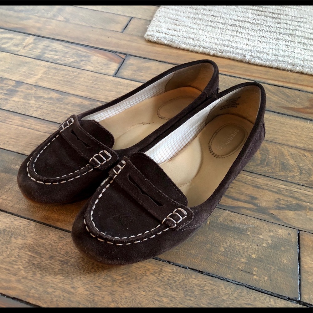 Sperry Brown Suede Penny Loafers